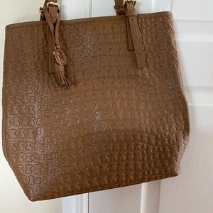 Auth. Tous Brown leather north/south tote bag
